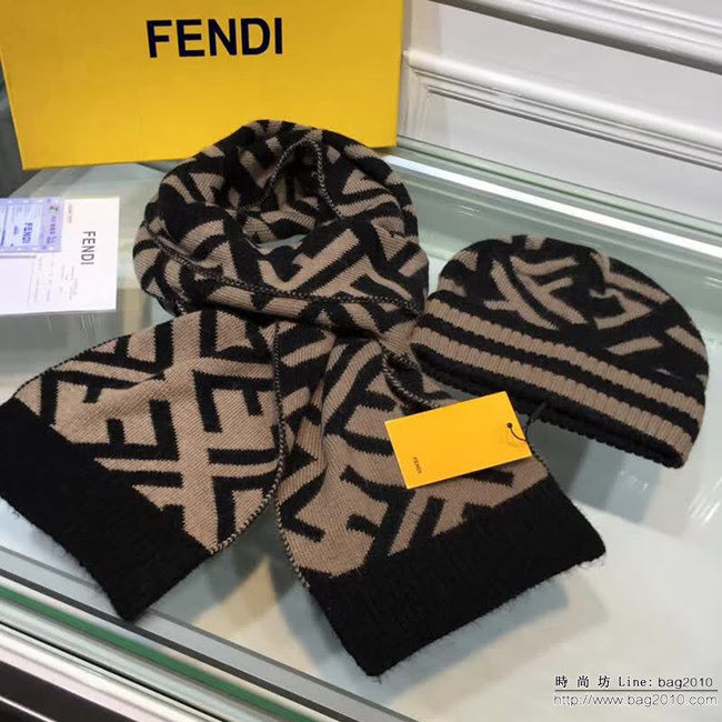 FENDI芬迪 原單 官網最新羊毛針織帽子圍巾套裝 男女同款 LLWJ6217